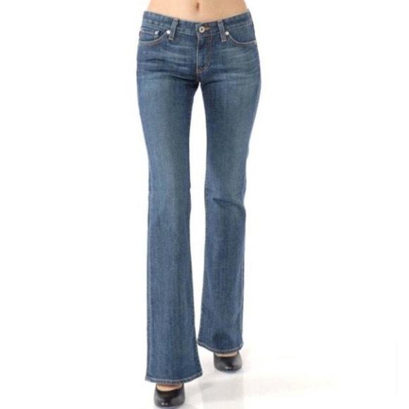 AG Adriano Goldschmied The Club Flare Leg Jeans Low Rise Blue Denim Womens 32R - Picture 1 of 8